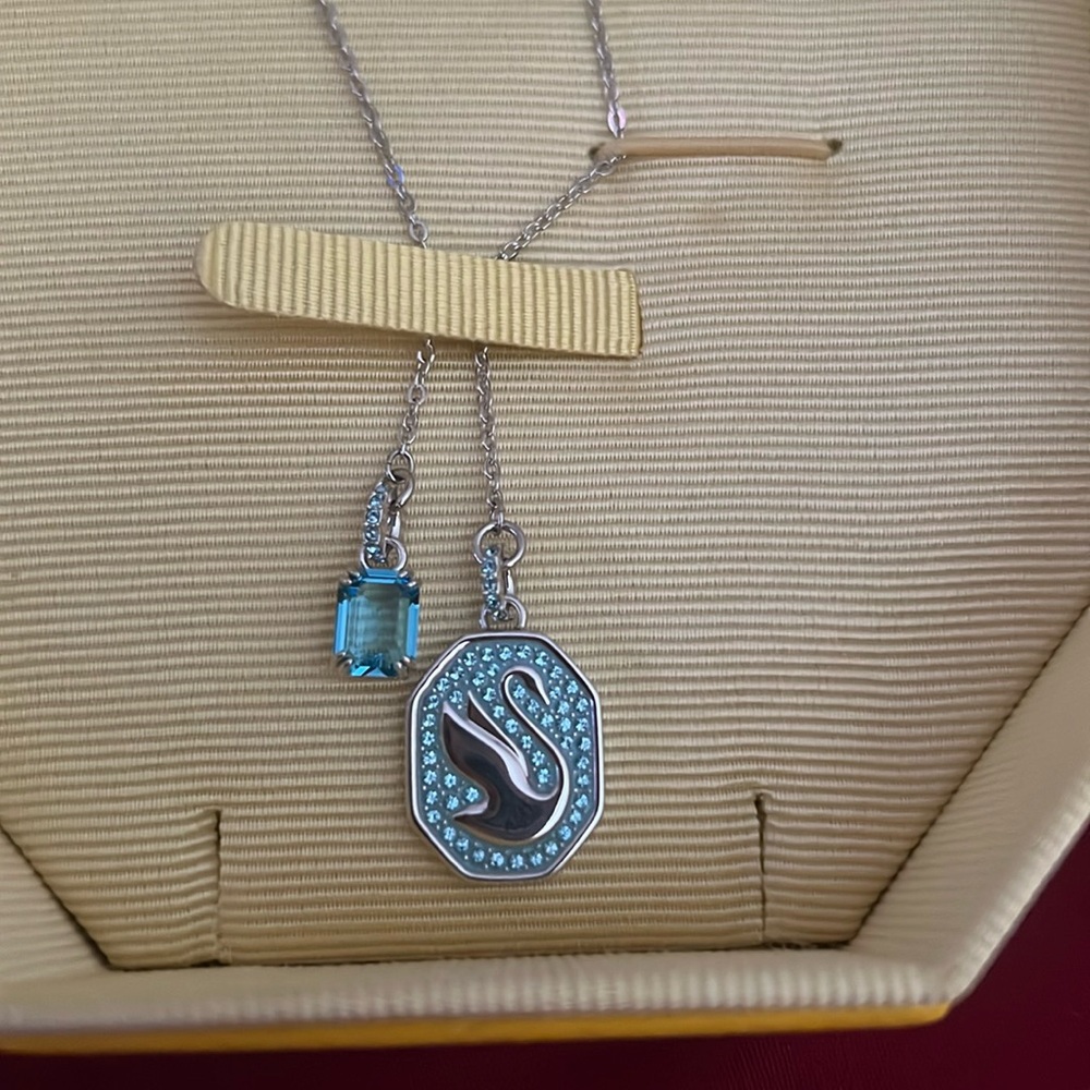 Swarovski silver with blue necklace